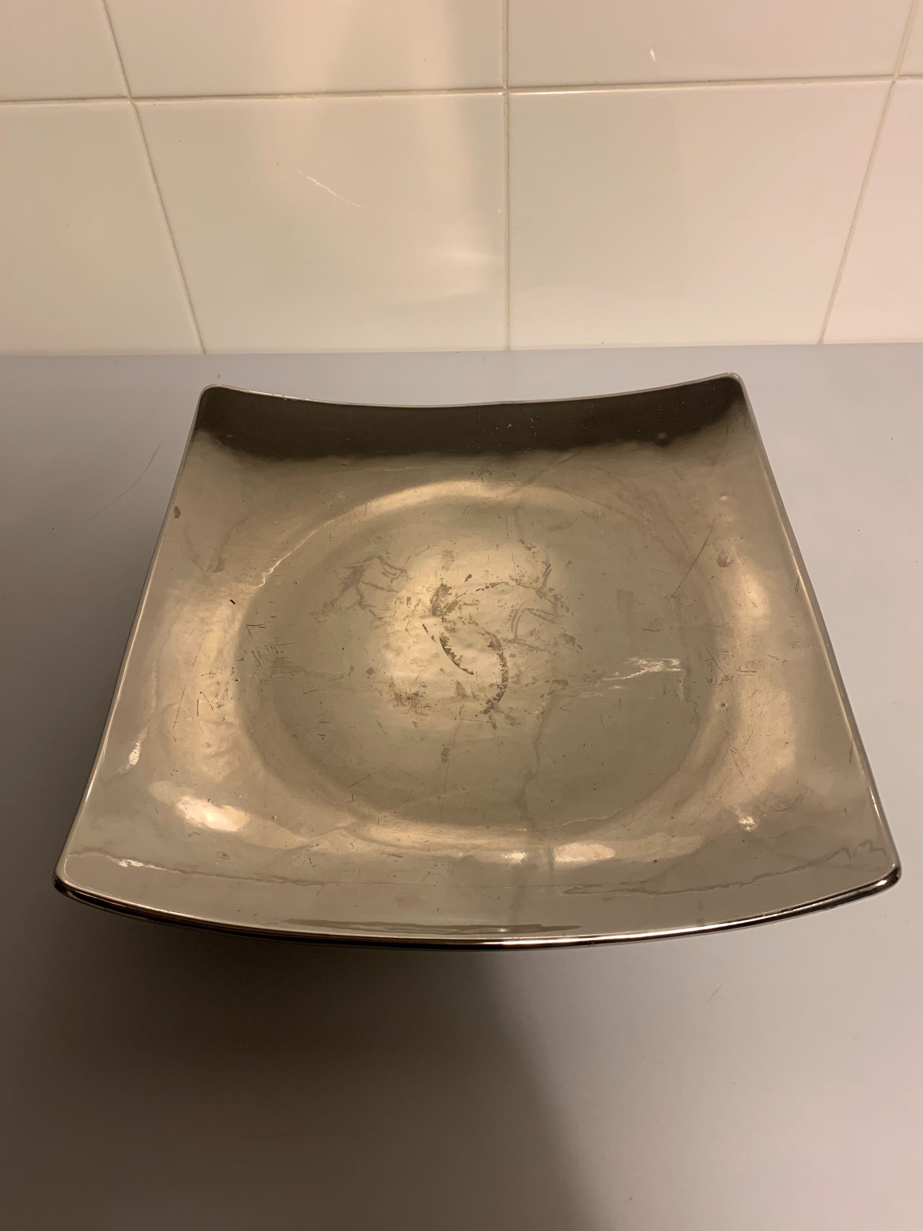 4 Pratos de servir em cerâmica metalizada