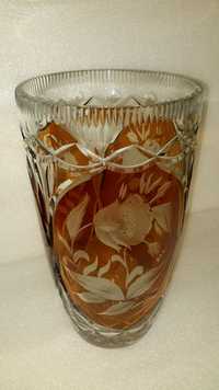 Piękny duży wazon kryształ Hortensja miodowy PRL kwiat