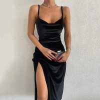 Элегантное бархатное платье чёрное S