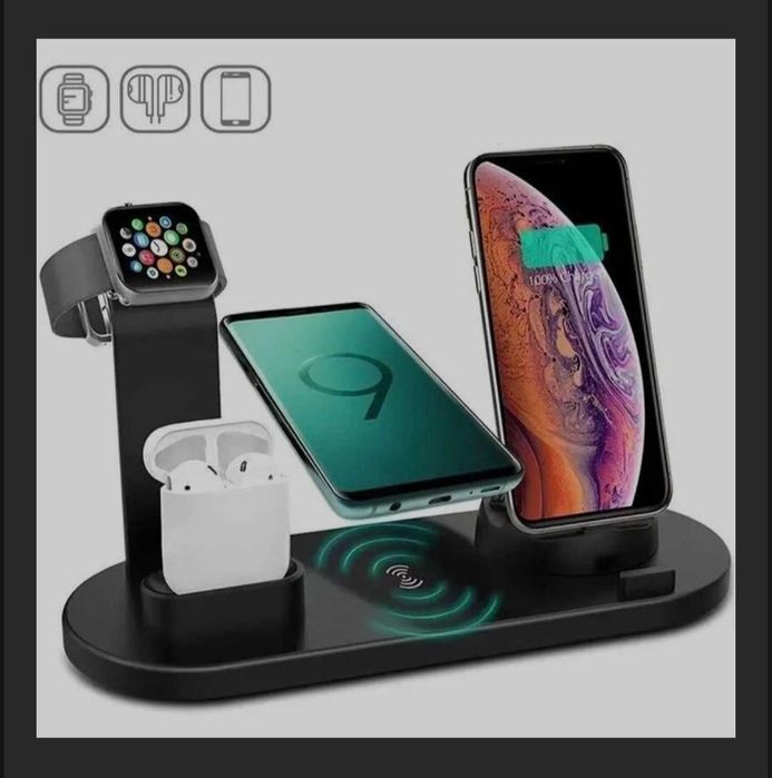Настільна зарядна станція для телефону/навушників/бездротова зарядка