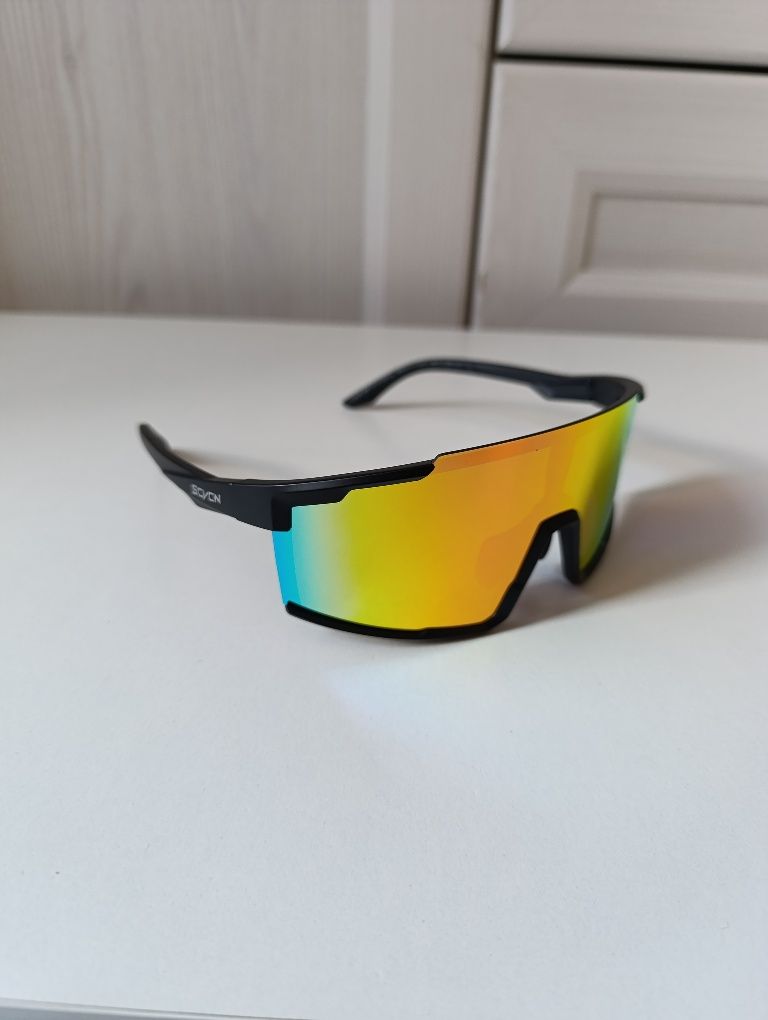 Okulary przeciwsłoneczne sportowe rowerowe nowe pomarańczowe czarne