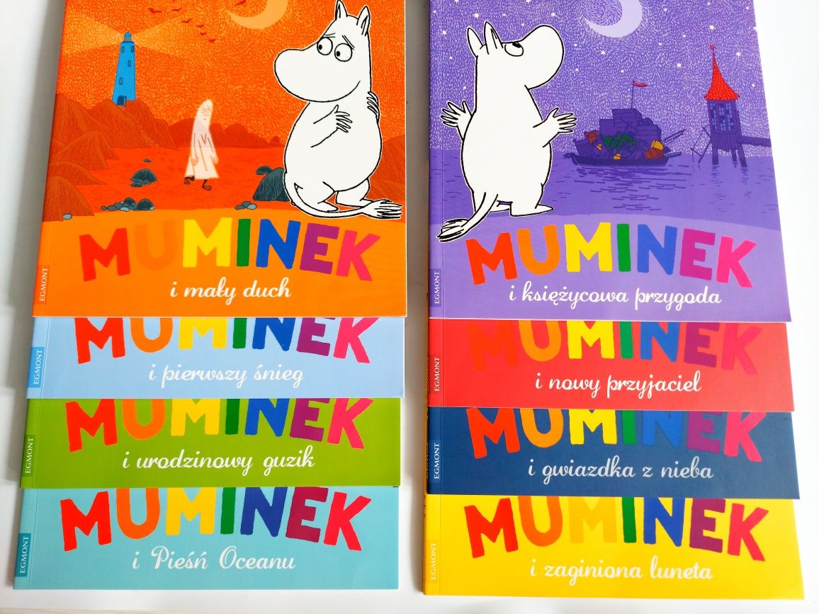 zestaw 8 szt książek w pudełku Muminki Muminek