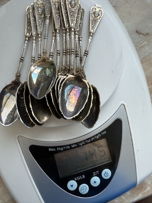 Antyczne łyżeczki 12szt ze srebra– Próba 800