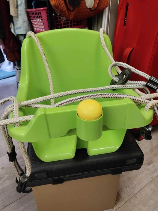 Huśtawka Domowa Ogrodowa  Kubełkowa Plastikowa Zielona Dla Dzieci