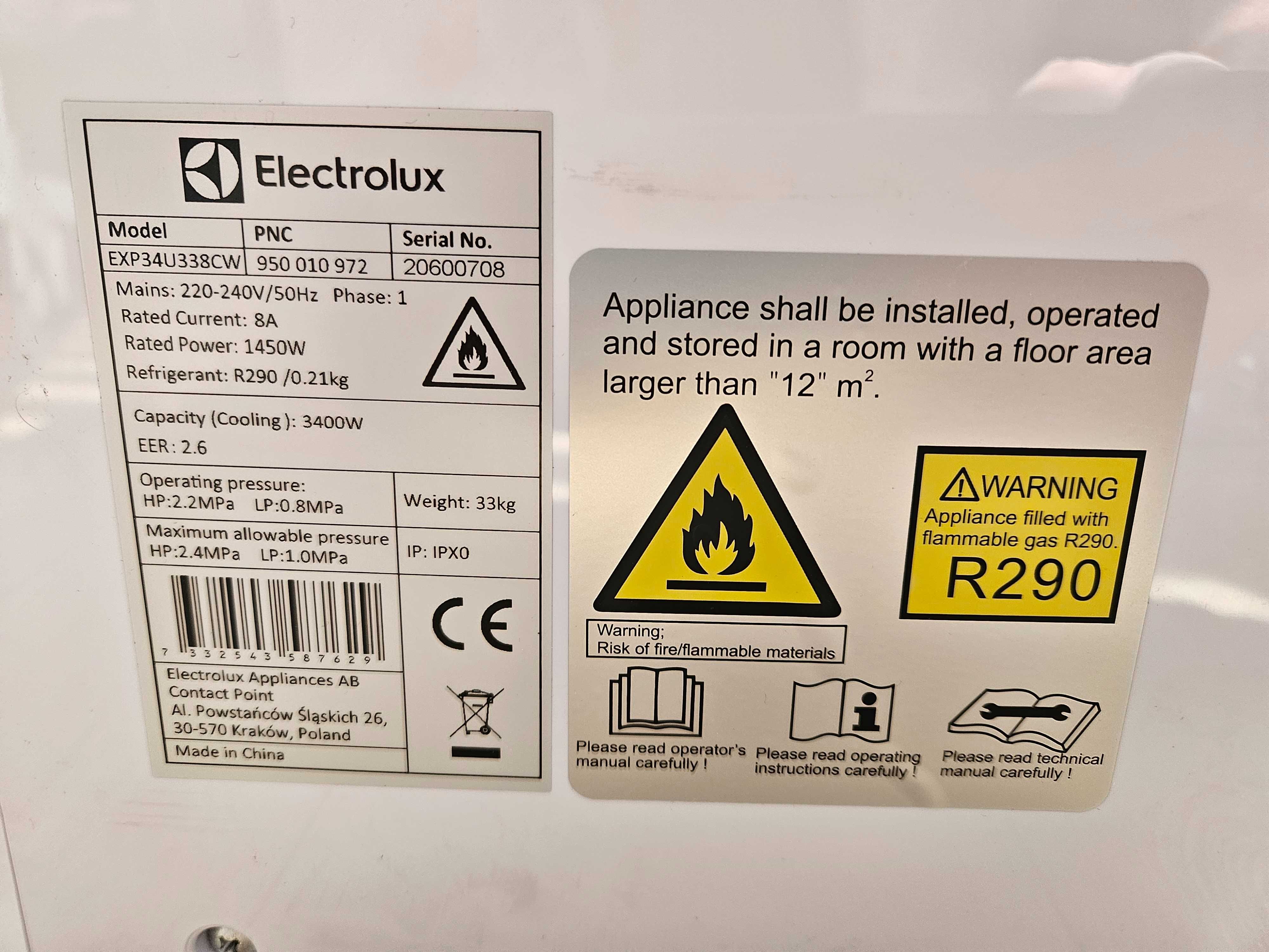 Klimatyzator Electrolux EXP34U338CW - Używany, Na Gwarancji!