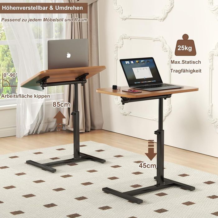 Stolik pomocniczy w kształcie litery C, z regulacją wysokośc