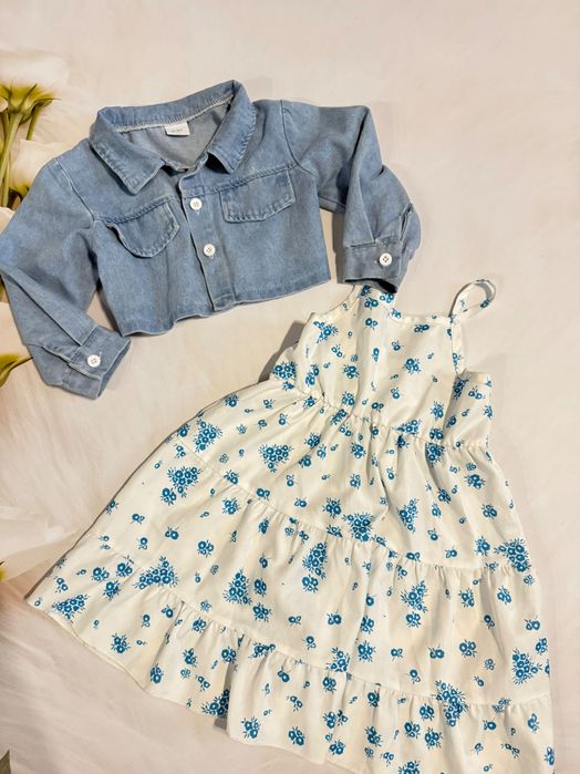 Стильний літній комплект сарафан і джинсова куртка 2-3 роки
