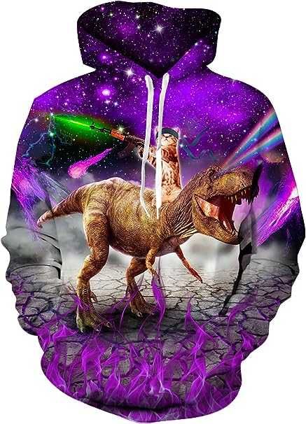 Kolorowa bluza z kapturem 3D GALAXY GUN CAT r. XL