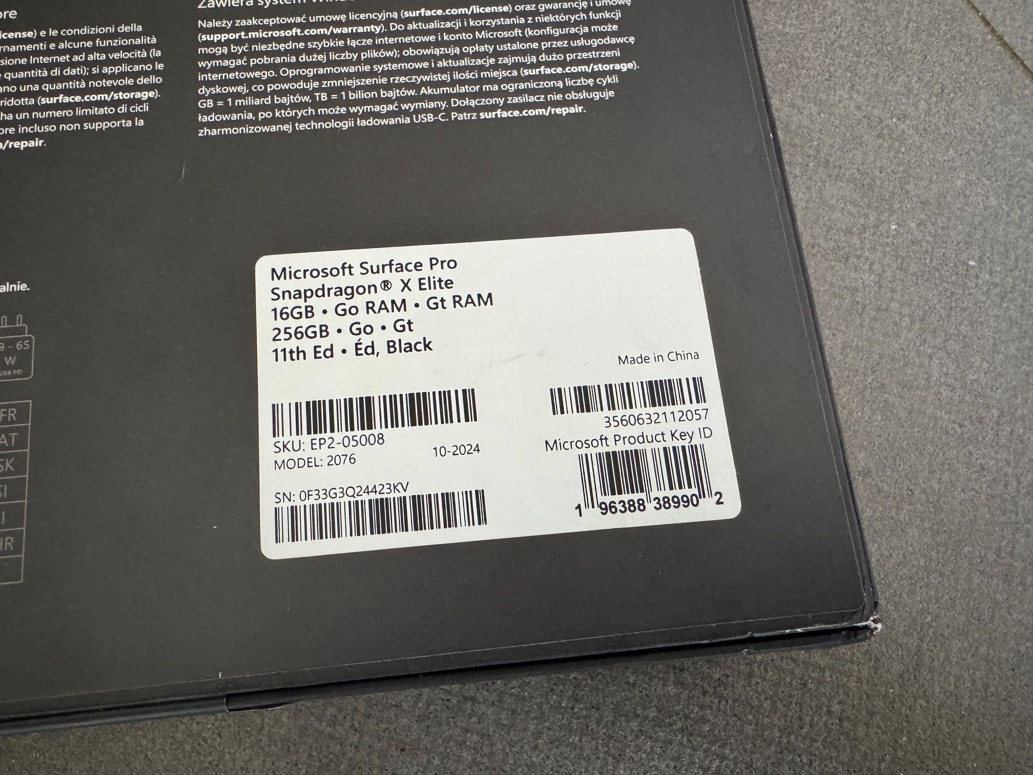 Microsoft Surface Pro 11 13" Snapdragon X Elite 16/256GB Czarny