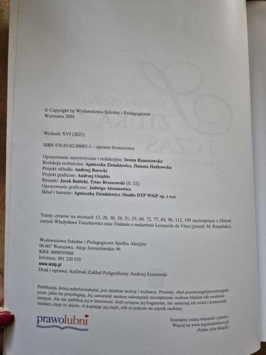 SZTUKA I CZAS od prehistorii do rokoka Barbara Osińska
