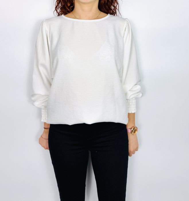 Elegancka biała bluzka z długim rękawem S 36 Floyd