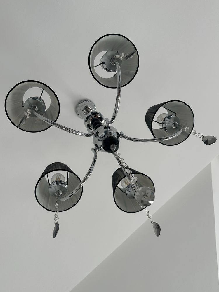 Lampa z krysztalkami czarno srebrna glamour