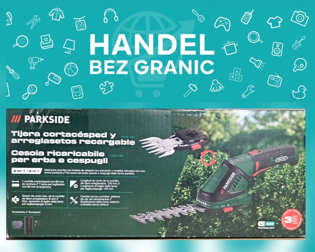 Nożyce akumulatorowe do trawy i krzewów Parkside PGSA 4 B3