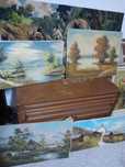 Quadros antigos a óleo e tricô