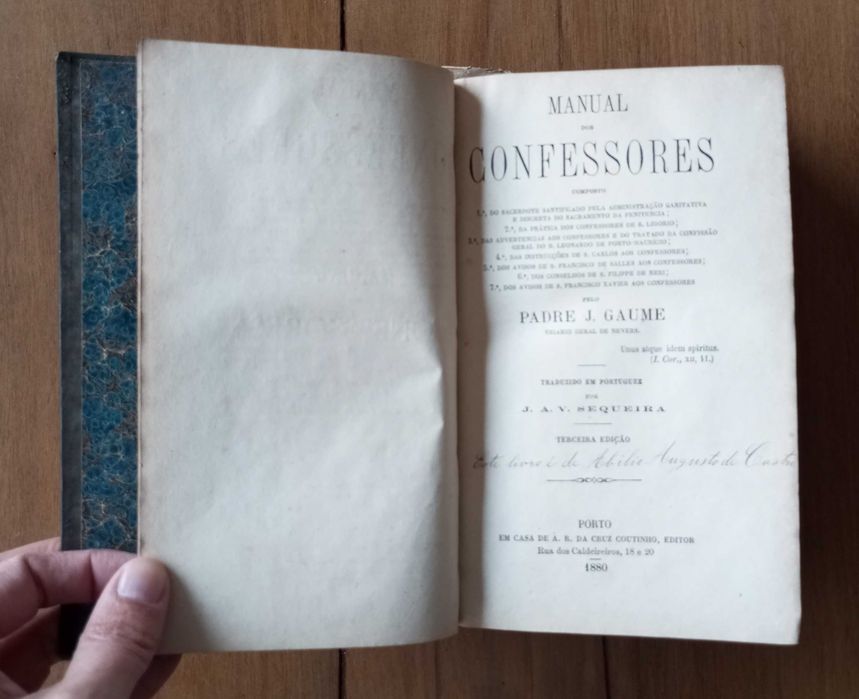 Antigo livro Manual dos Confessores pelo Padre J. Gaume 1880