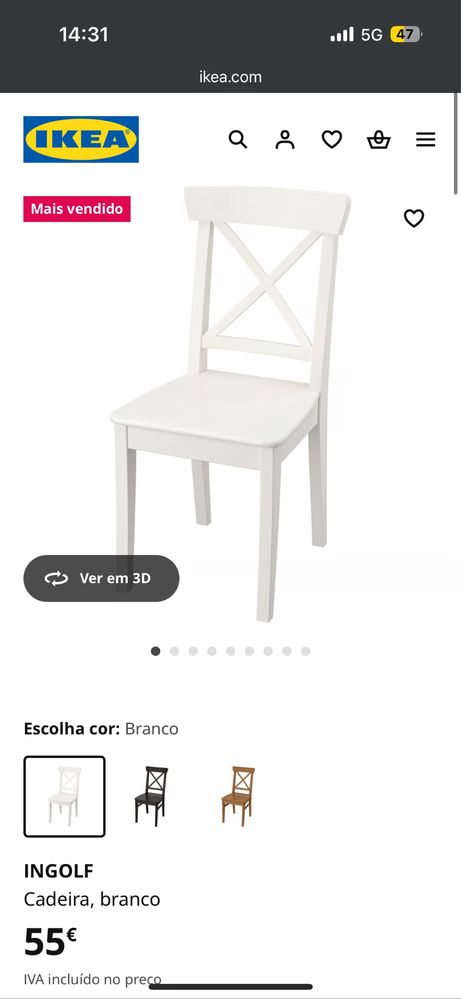 Mesa Extensiva c/ 4 cadeiras - Ikea - Excelente estado