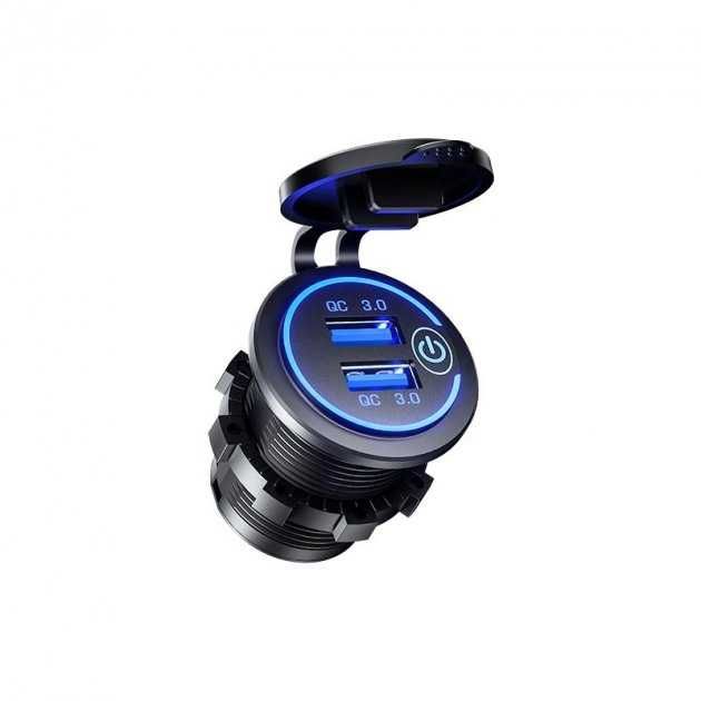 Врізний адаптер USB Charger 3.0 Quick Charge з кнопкою вимкнення