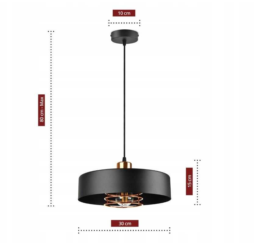Metalowa Industrialna LAMPA WISZĄCA do salonu kuchni pokoju czarna