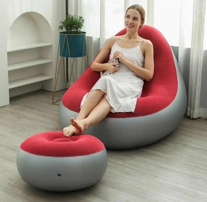 Niesamowita sofka dmuchana z pufą!