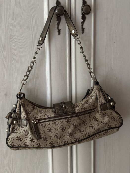 Torebka Guess vintage y2k beżowa z klamrą brąz