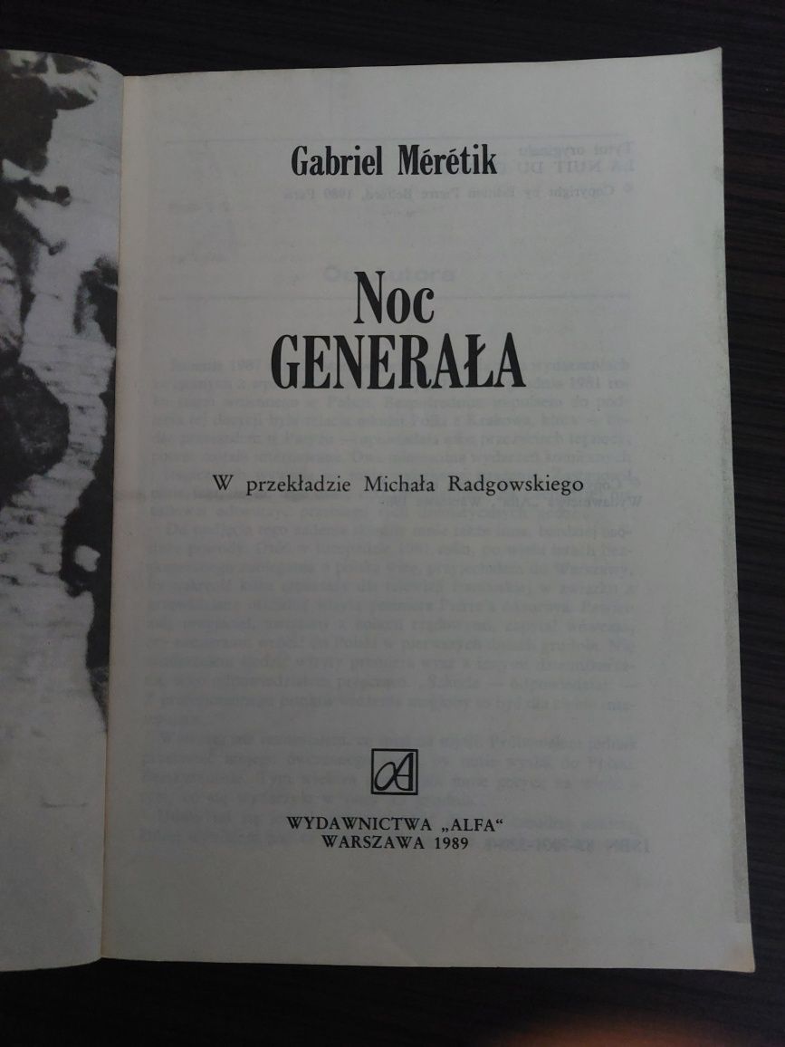 Książka pt. "Noc Generała" Gabriel Meretik