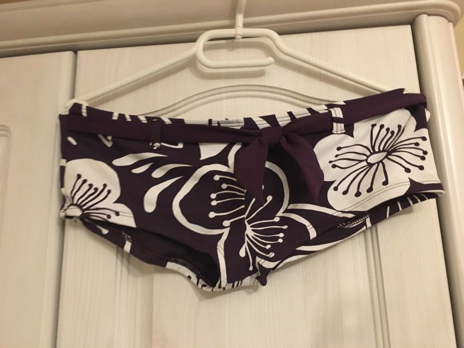 Strój kąpielowy fioletowy w kwiaty tankini i spodenki 36/38 jak nowy