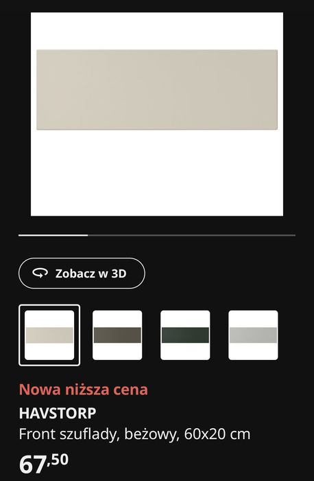 Front szuflady havstorp beżowy 60x20 Ikea metod