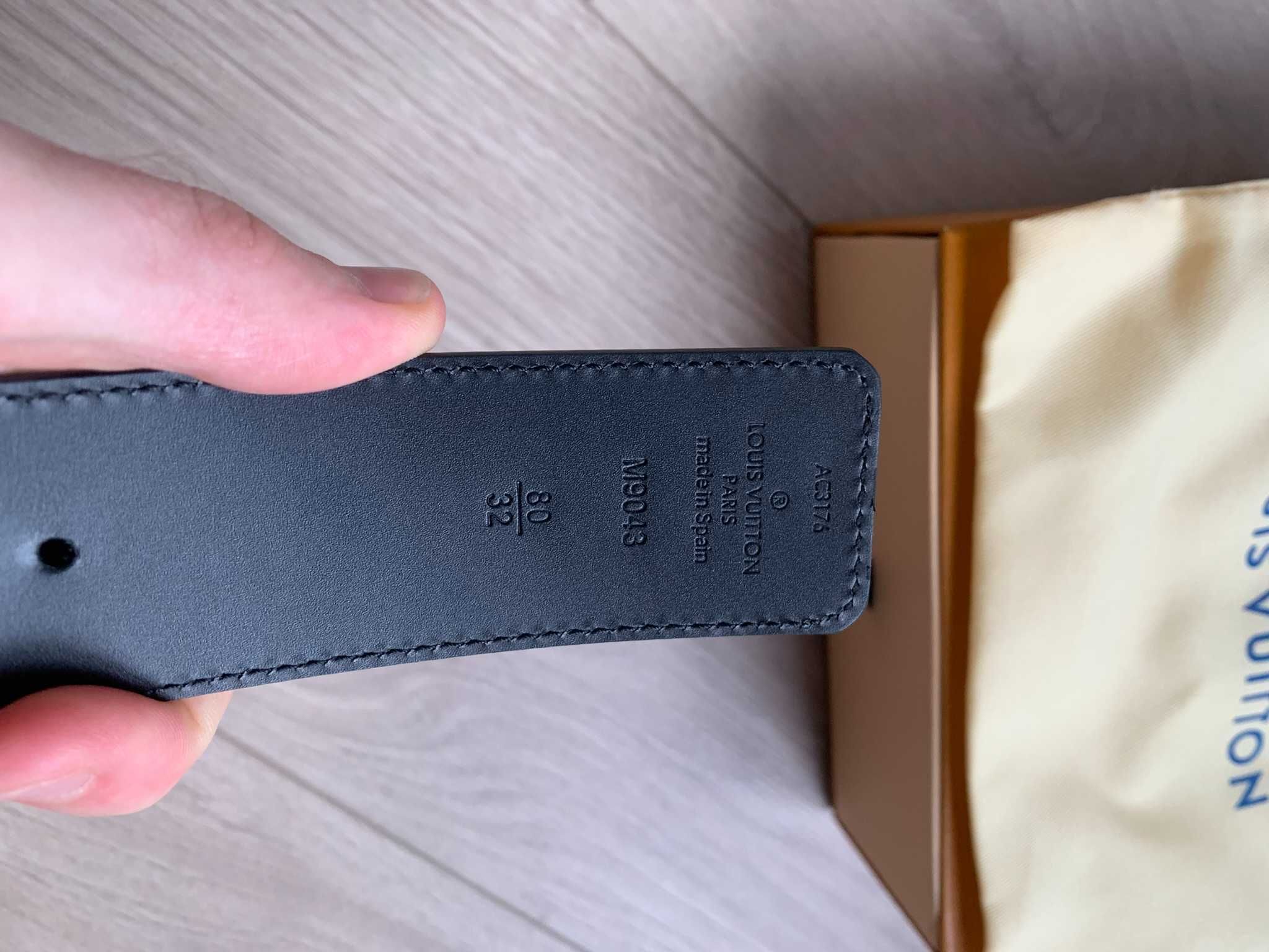 Czarny skórzany pasek Louis Vuitton 80 cm
