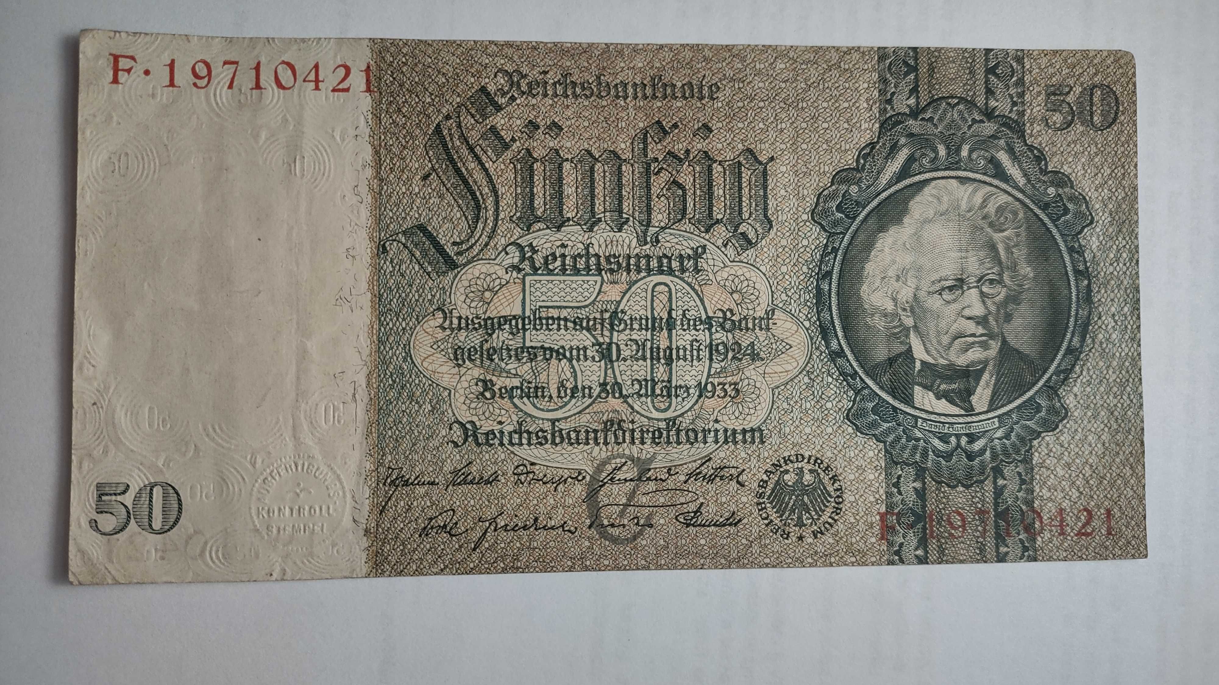 Banknot Niemcy 50 RM, 1933r
