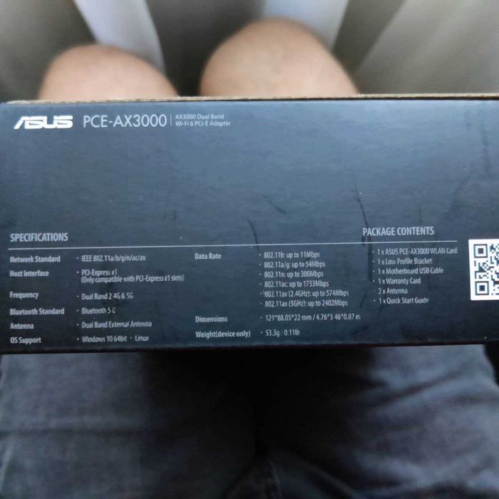 Wi-Fi/Bluetooth адаптер ASUS PCE-AX3000 wifi 6 ax, bluetooth 5, wpa3