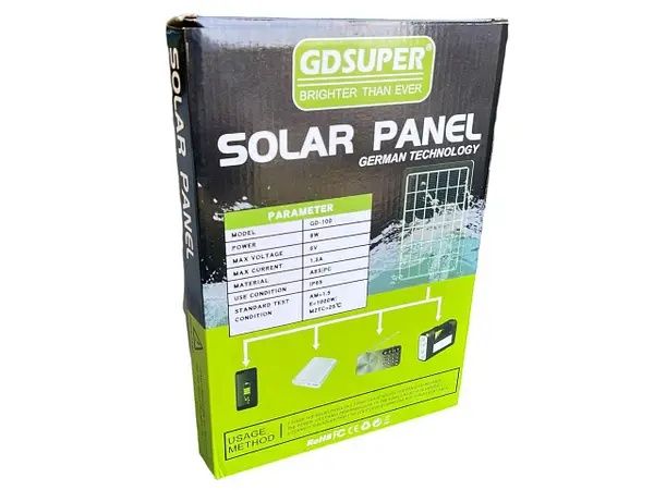 Солнечная панель GDSuper GD-100 8Вт влагонепроницаемая 28*18 см