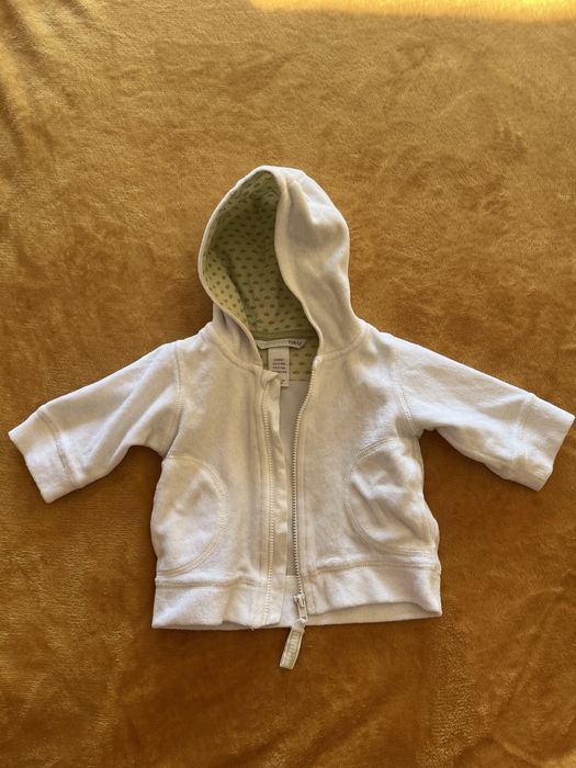 H&M bluza z kapturem 62 biała dla niemowlaka na zamek