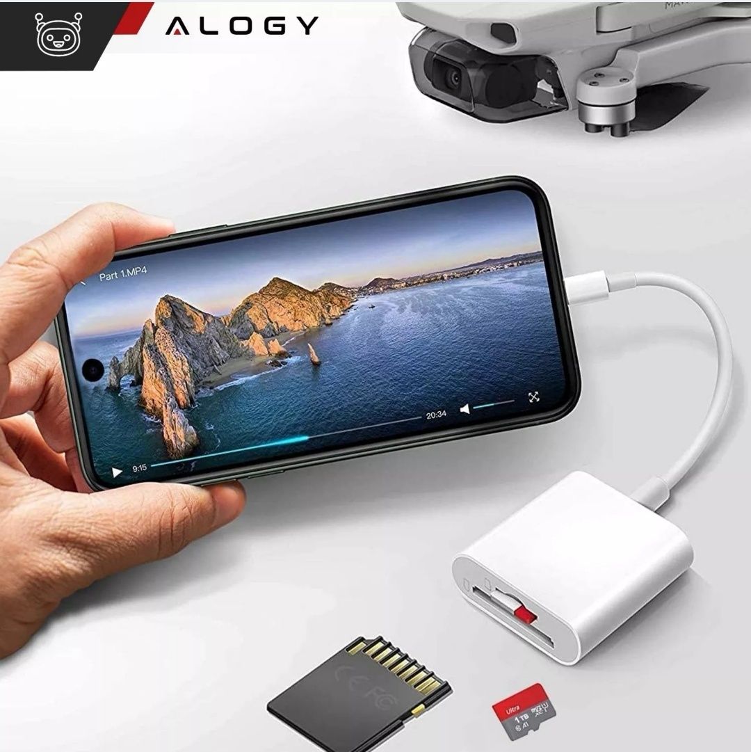 Adapter Czytnik Kart Pamięci do Apple iPhone Lightning micro SD