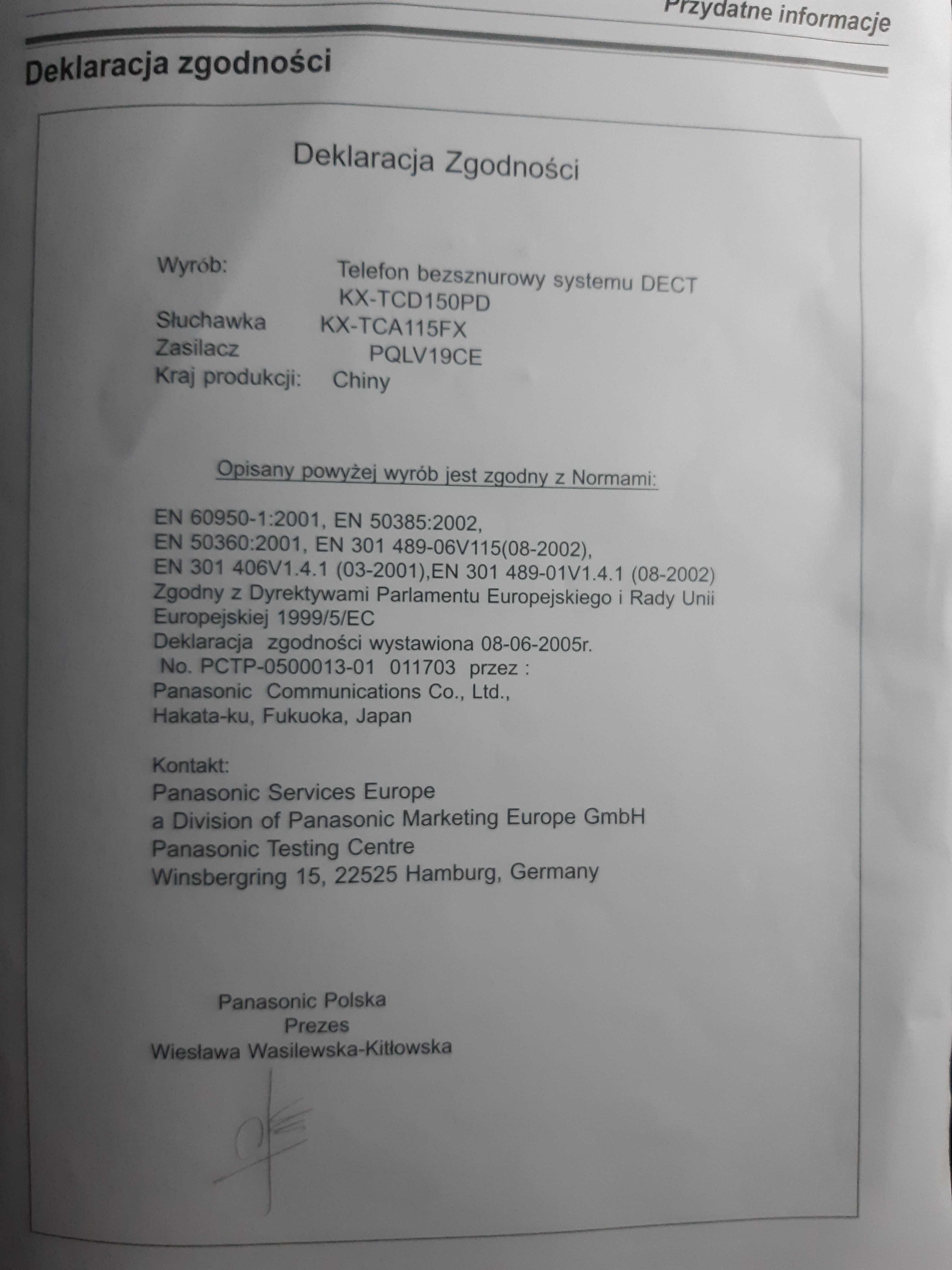 Telefon bezprzewodowy Panasonic KX-TCD150PDB