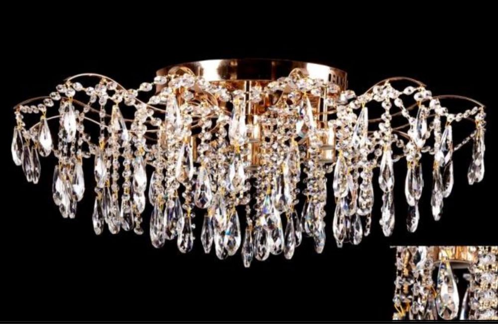 Кришталева люстра під стелю е14+led
