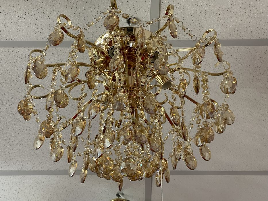 Люстра пристельова кришталева золота 4/6 ламп