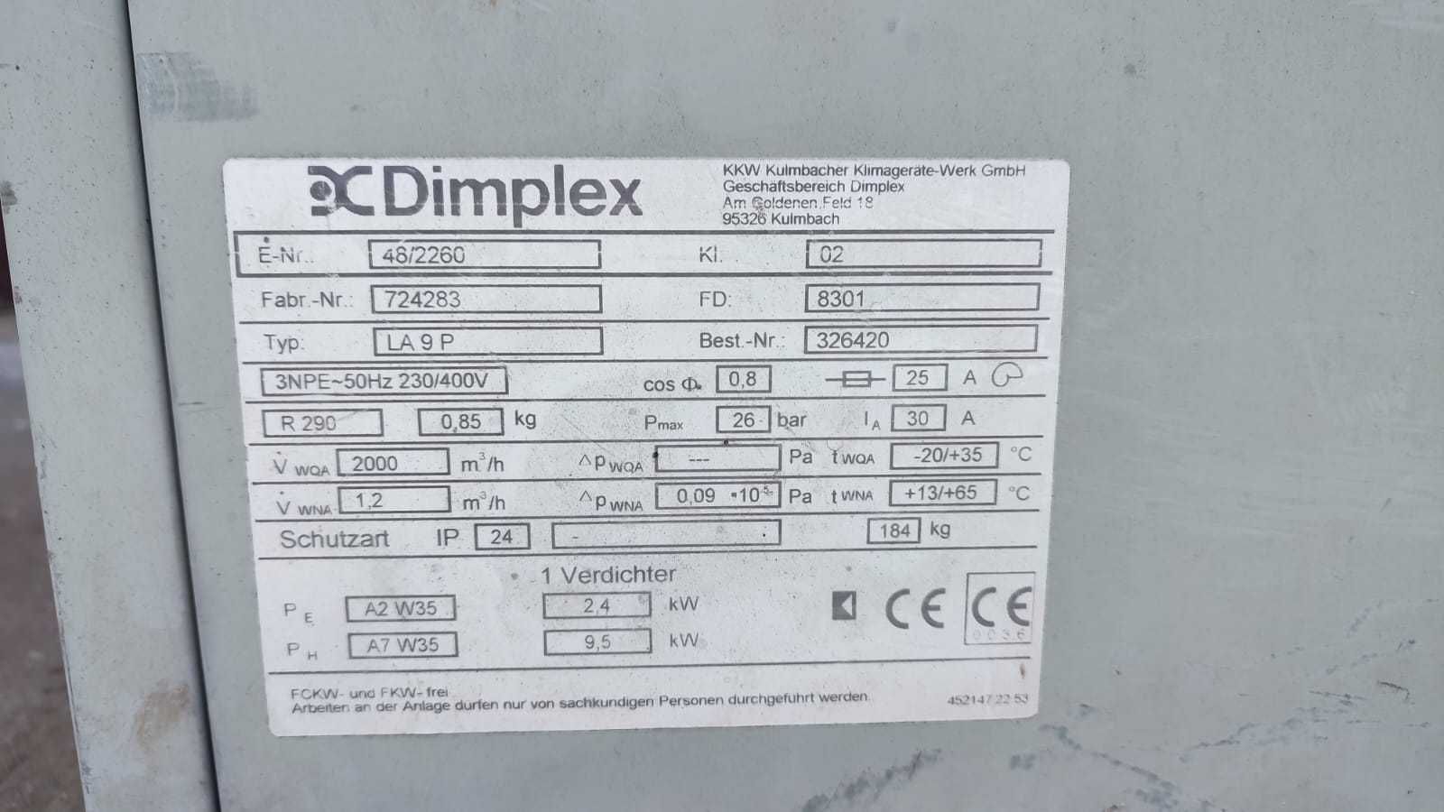 Pompa ciepła MONOBLOK DIMPLEX LA9P 7kw ze sterownikiem