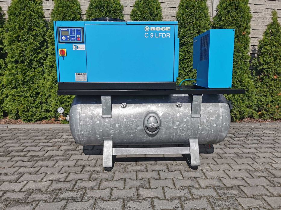 7.5kw + FALOWNIK Sprężarka śrubowa 13bar BOGE 1000L kompresor OSUSZACZ