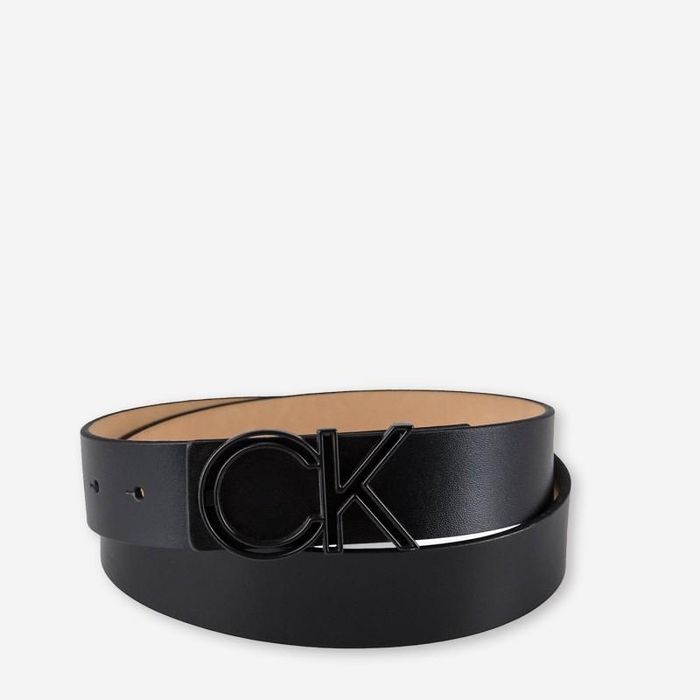Чоловічий чорний ремінь CALVIN KLEIN LOGO СК з натуральної шкіри