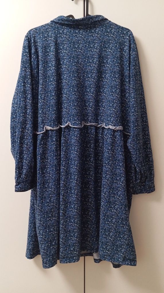 Sukienka Bonprix 48/50 plus size tunika w kwiaty bawełna kołnierz