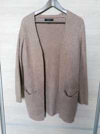 Kardigan damski Amisu r. XS, oversize, sweter, narzutka, karmelowy