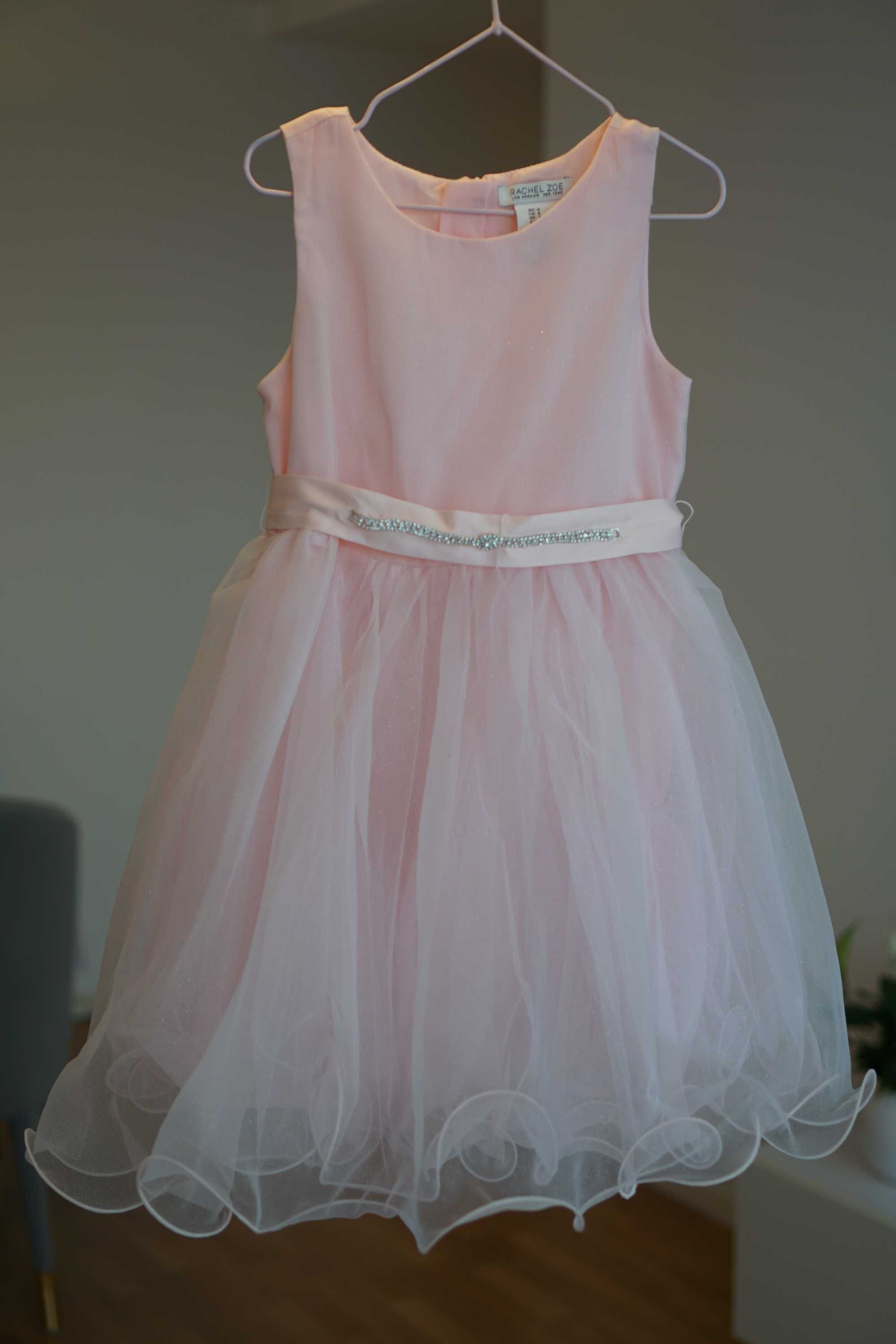 Sukienka  różowa elegancka dla dziewczynki w rozmiarze 116 cm