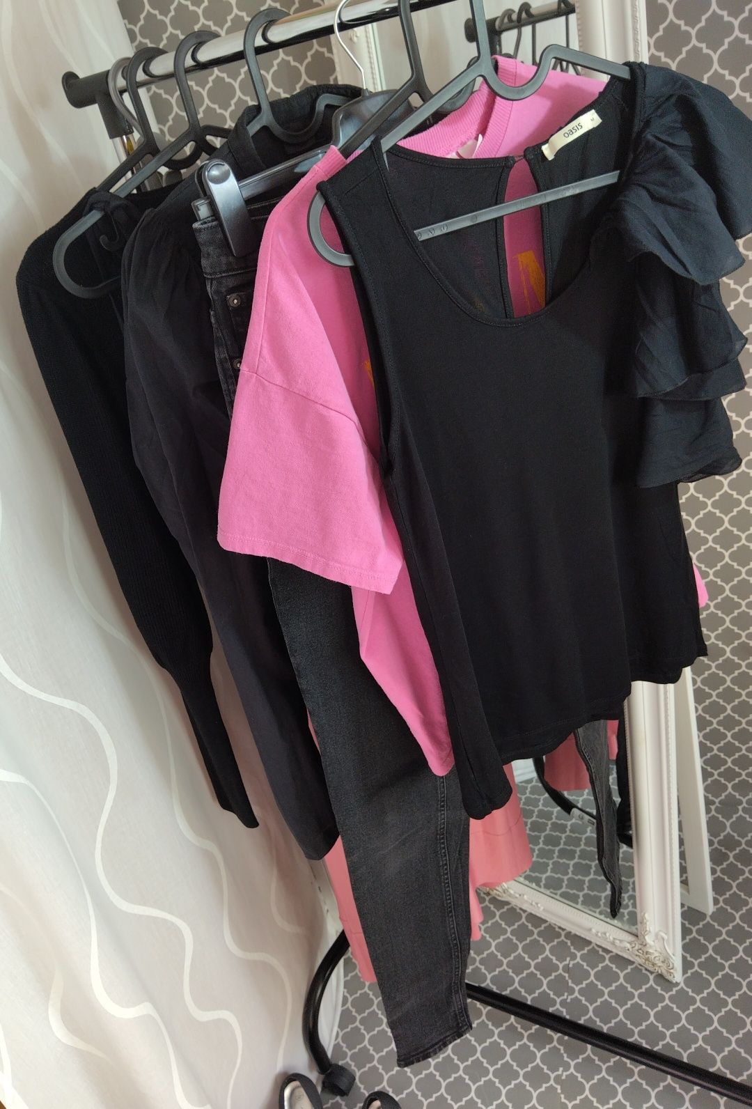 Джинси super mom skinny, топ, сорочка,. лот одягу, black/pink, М Long