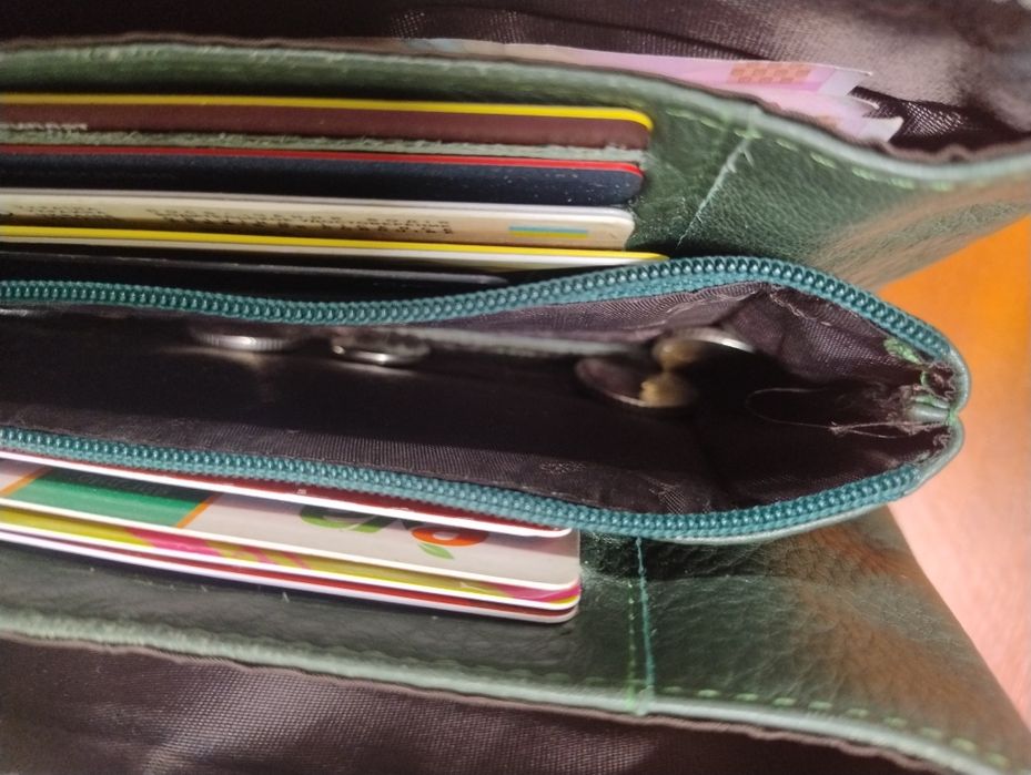 Гаманець клатч шкіряний зелений