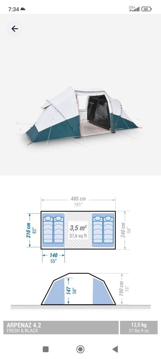 Namiot quechua arpenaz 4.2 F&B
