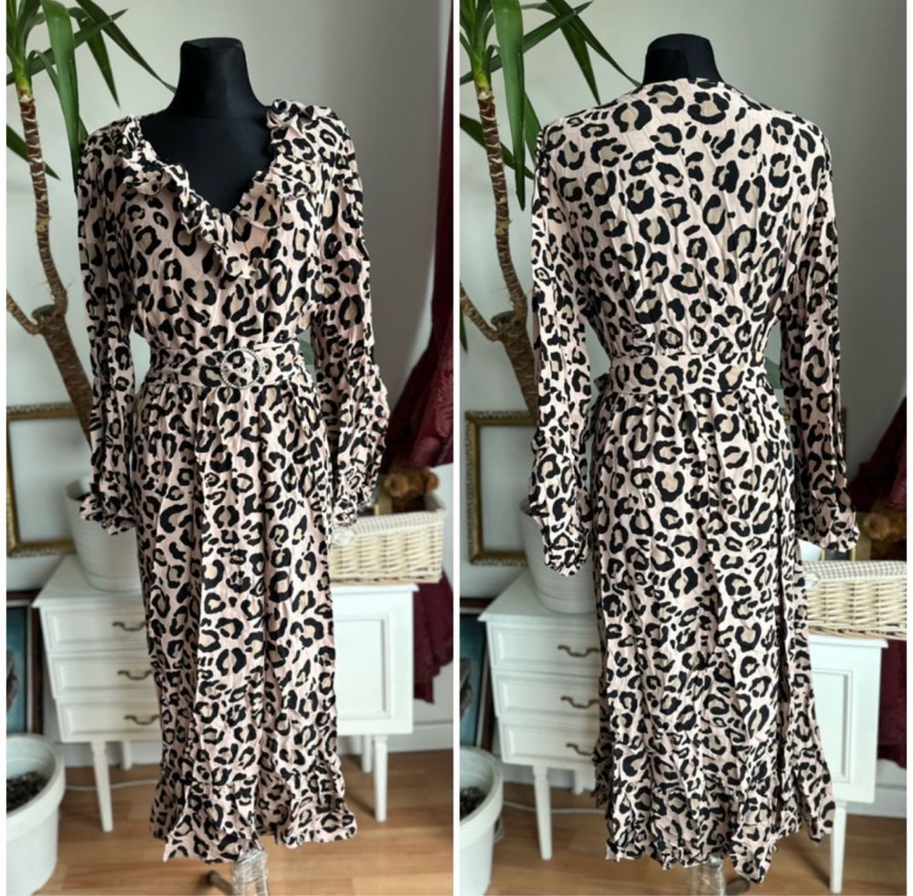 sukienka midi pasek cętki print river island 46 3 xl wiskoza