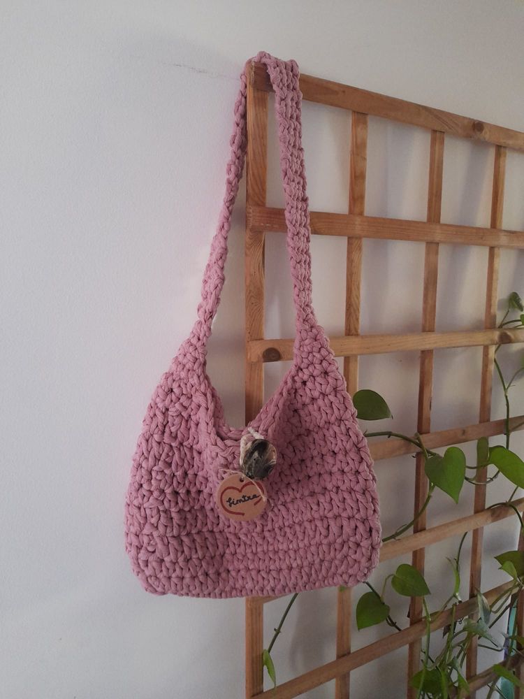 3 Mala/Saco Crochê Artesanal, feito à mão.