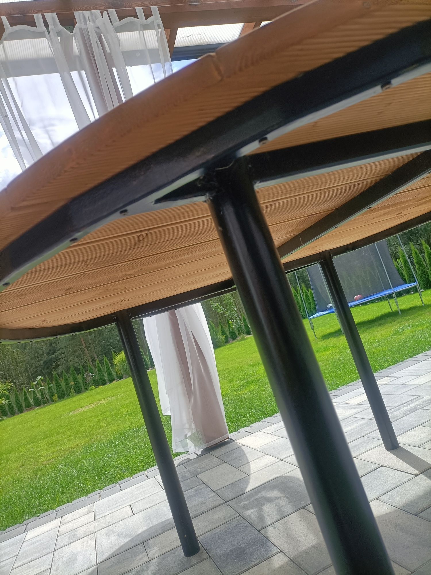 Stół okrągły taras ogród metalowy drewniany loft nowoczesny