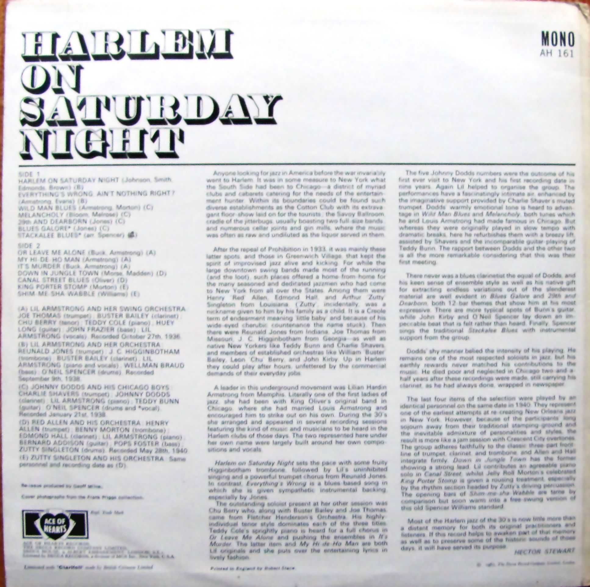 Harlem On Saturday Night ~ płyta winyl ~ AH 161 ~ stan bdb