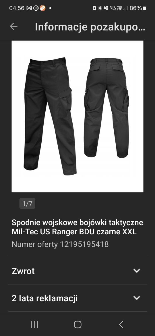 Bojówki męskie Mil tec 2/3 xl